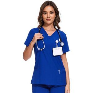 Scrubs for Women - V-Neck Women Scrub Tops with 3 Pockets,Soft Stretch